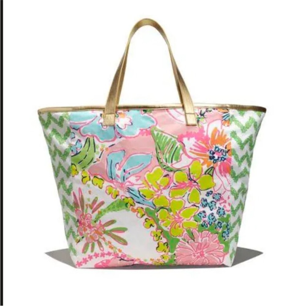Lilly Pulitzer Floral Tote Bag with Gold Handles